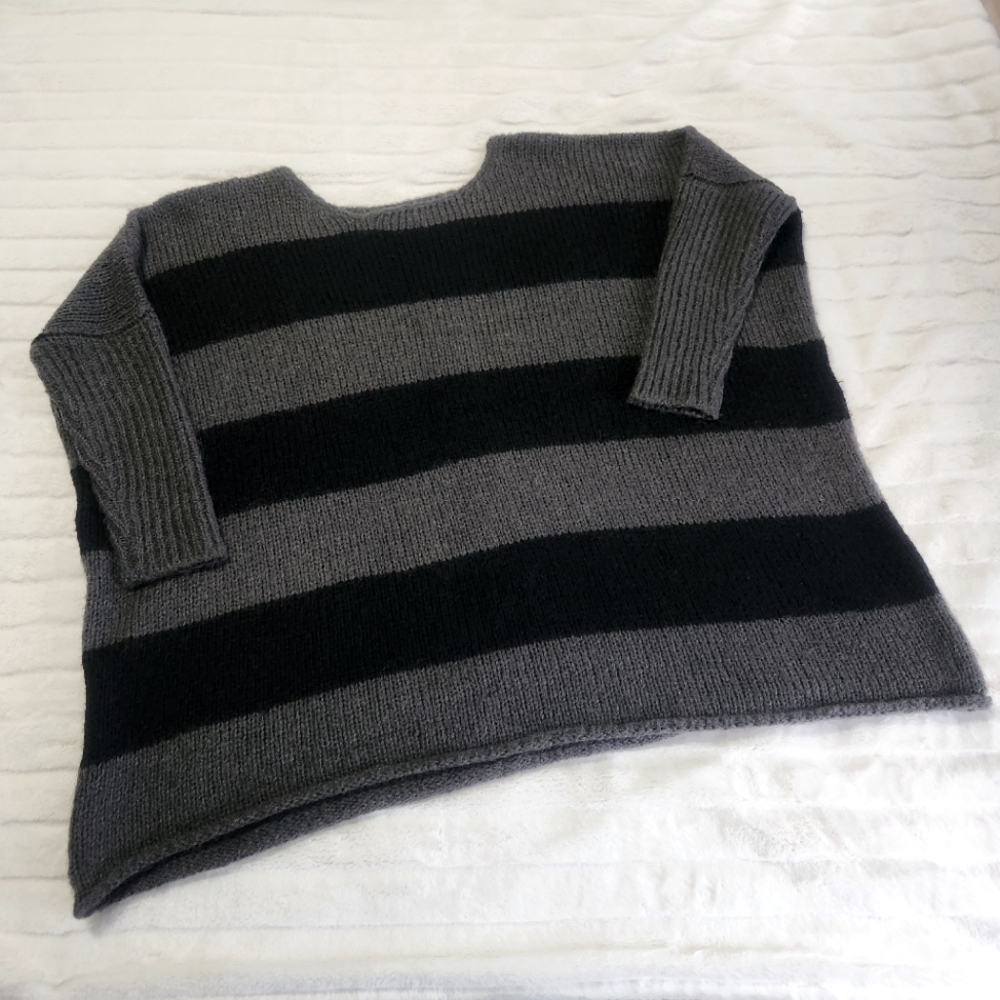Mardi Jeudi Boxy Fit Oversized Mohair Wool Natural Fiber Striped Sweater Size L